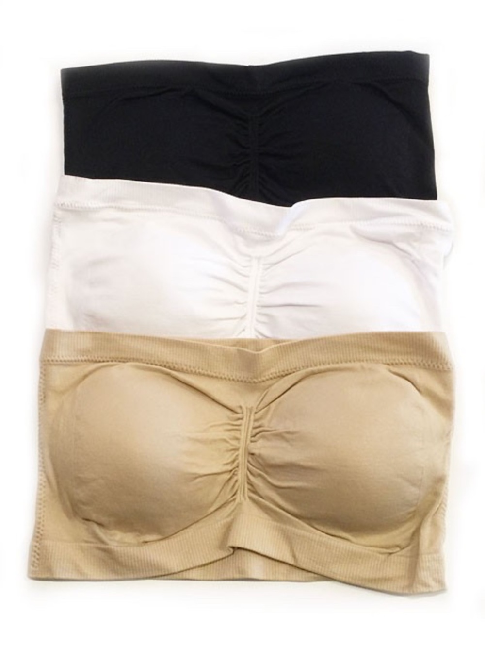 Solid Seamless Removable Padding Tube Bandeau Bra